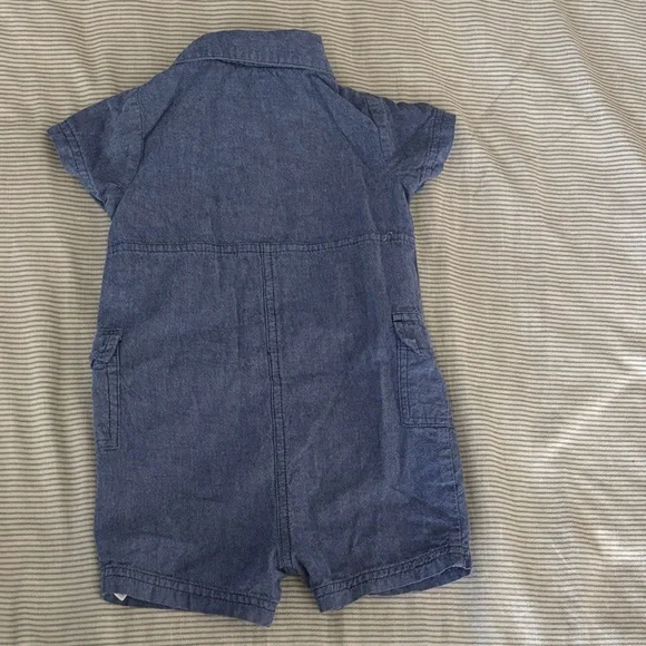 Baby Blue Denim Romper - Picture 2 of 3